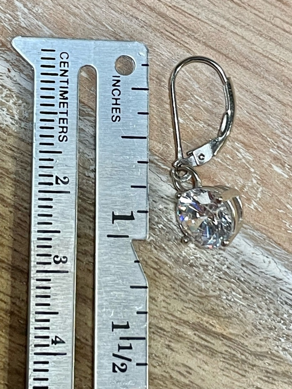 Classic Round Crystal Drop Earrings - Silver Tone - Picture 3 of 6